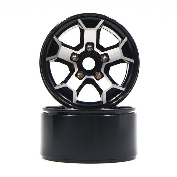 Yeah Racing WL-0147BK 1.9 Aluminum CNC 5 Spoke Beadlock Rim 2pcs