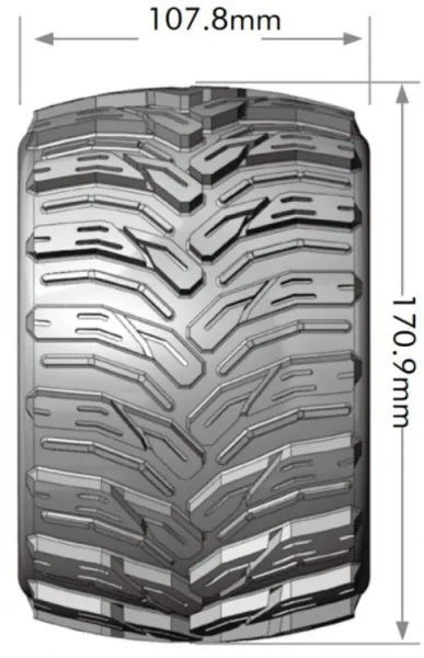 LOUISERC 3220X Tires & Wheels MT-CYCLONE 3,8" Sport (Removable 17mm Hex 0" & 1/2" Offset) (2)