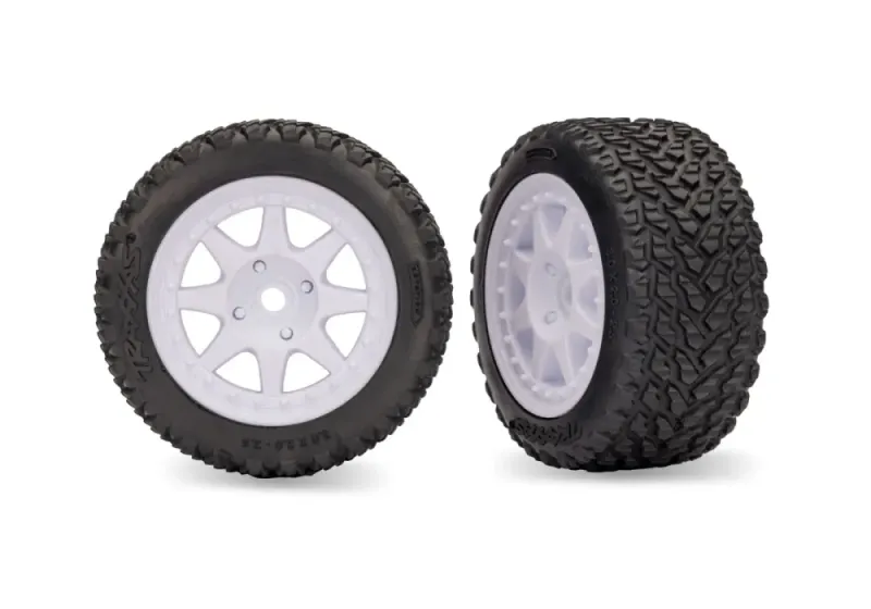 Traxxas 10873 Tires & Wheels Rally / Mini Rally White Rear (2)