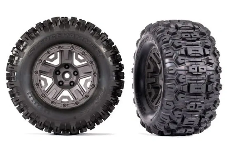 Traxxas 9072-Gray Tires & Wheels Sledgehammer/Charcoal Gray 2.8
