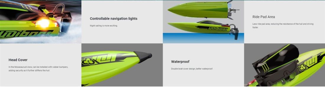 UDI Saurus RC B&aring;t - Gr&oslash;nn 2.4GHz