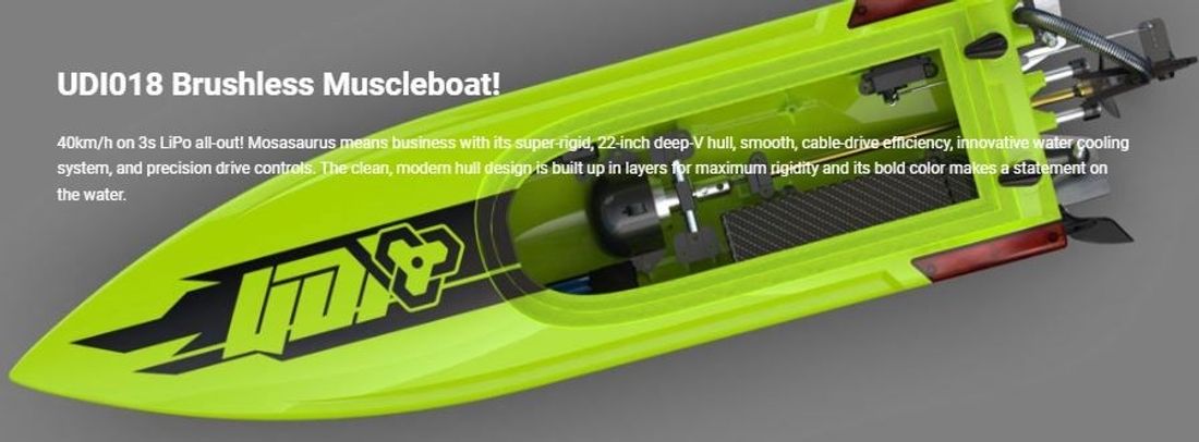 UDI Saurus RC B&aring;t - Gr&oslash;nn 2.4GHz